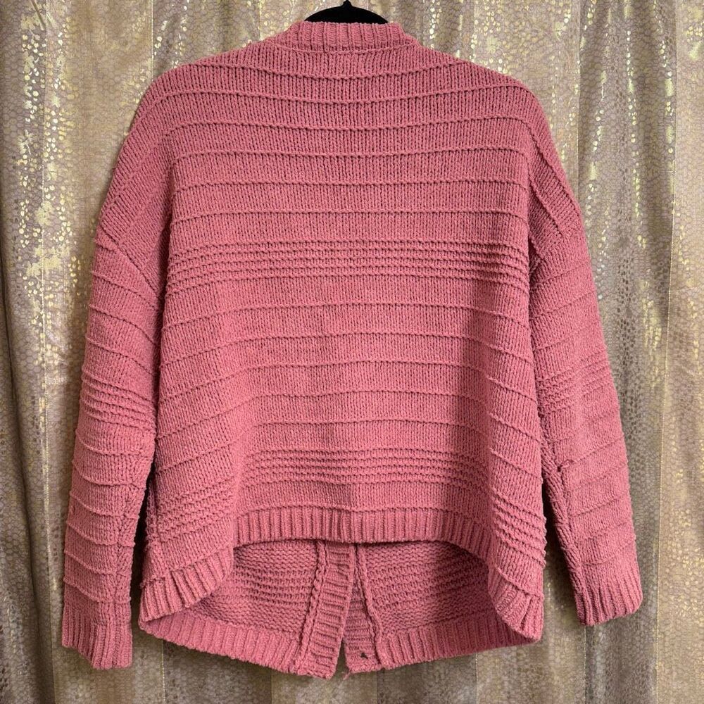 Hazel Moon Mauve Pink Chunky Knit Button Up Cardigan Sweater Medium - Picture 2 of 8
